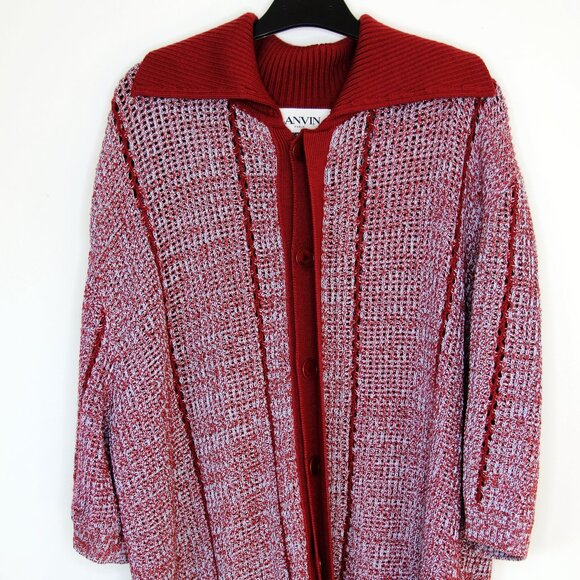 BNWT SS24 LANVIN SPREAD COLLAR OPEN KNIT CARDIGAN L - Picture 2 of 12